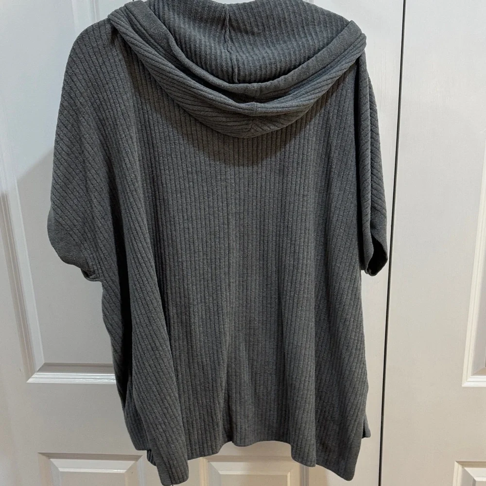Barefoot Dreams Blue CozyChic Ultra Lite Zip Hoodie Poncho Fits Plus Size